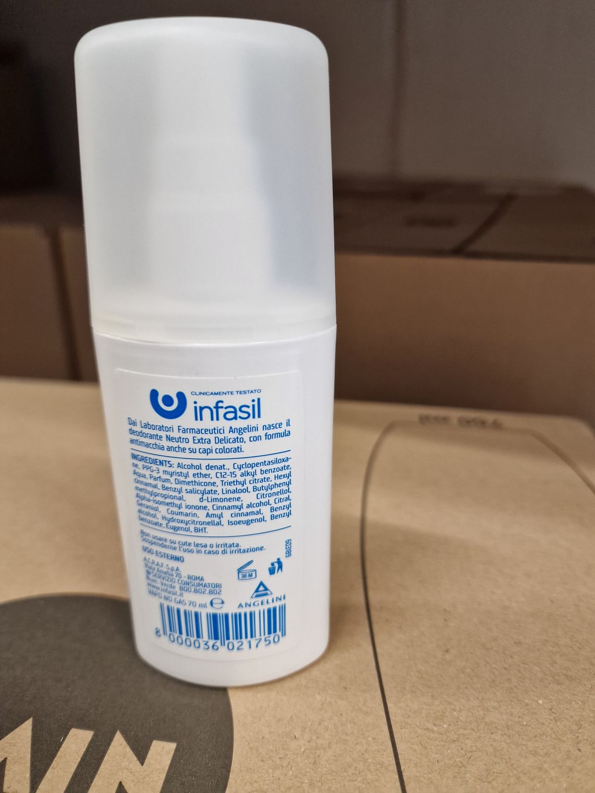  INFASIL NEUTRO EXTRA DELICATO – sprejový dezodorant - zadná strana produktu