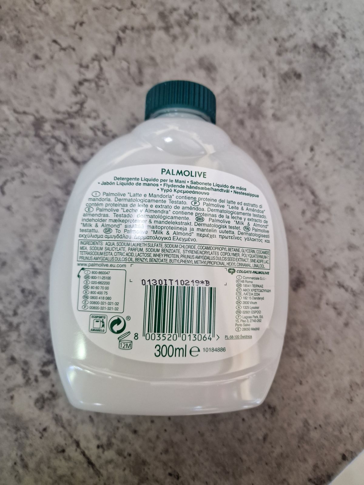 Palmolive naturals – tekuté mydlo na ruky - zadná strana produktu