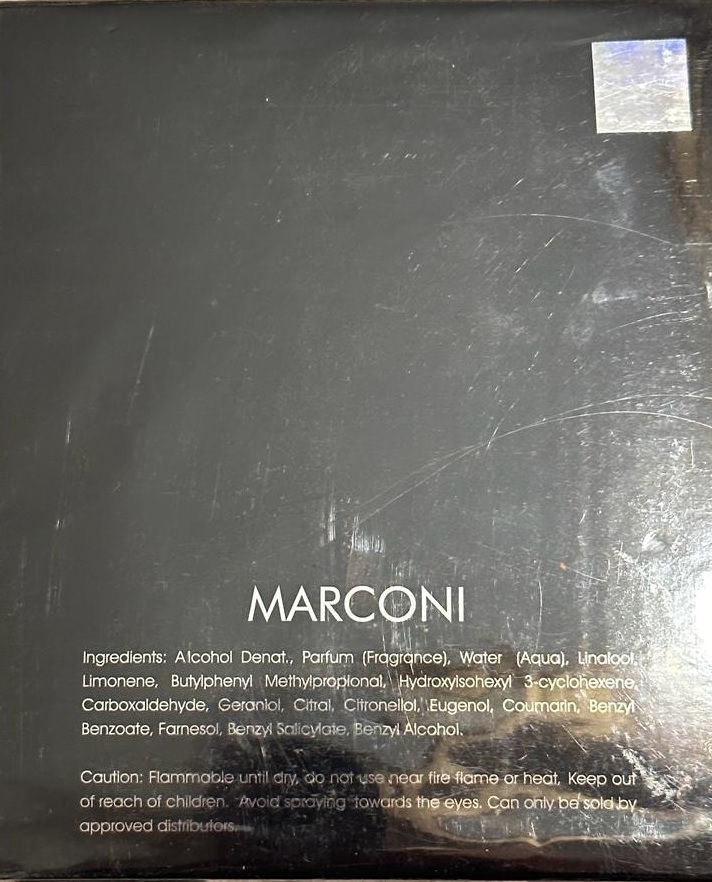 Marconi Black Intense – parfumovaná voda - zadná strana produktu