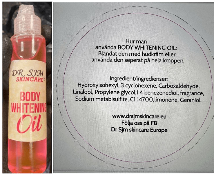 Dr SJM skincare, body whitening oil