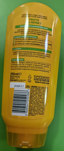 Garnier Fructis balsamo crema fortificante – kondicionér na vlasy foto zadnej strany produktu