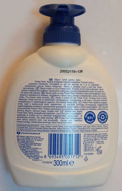 Fresh – tekuté mydlo na ruky foto zadnej strany produktu