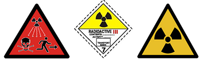 Označenie symbolom alebo znakom radiačného nebezpečenstva