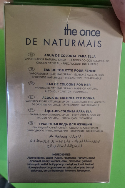 The once de naturmais pour elle – toaletná voda pre ženy foto zadnej strany produktu