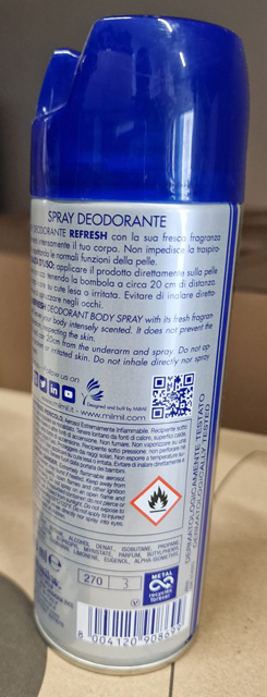 SUPERICE REFRESH – sprejový dezodorant - zadná strana produktu